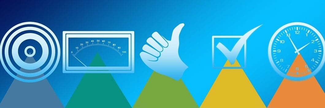 PR measurement icons with health tech healthcare biotech background 