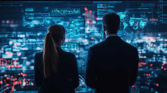  Futuristic marketing analytics computers high tech graphic overlay  