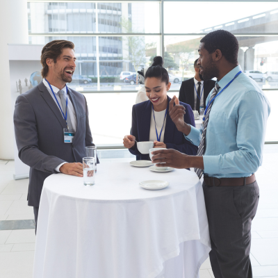 Networking at a healthcare PR marketing event