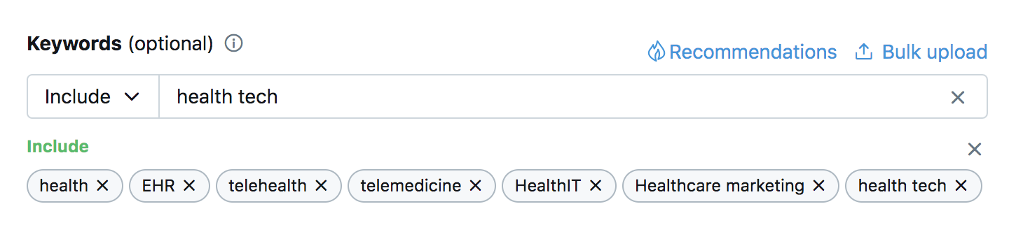 Healthcare keywords for targeting followers