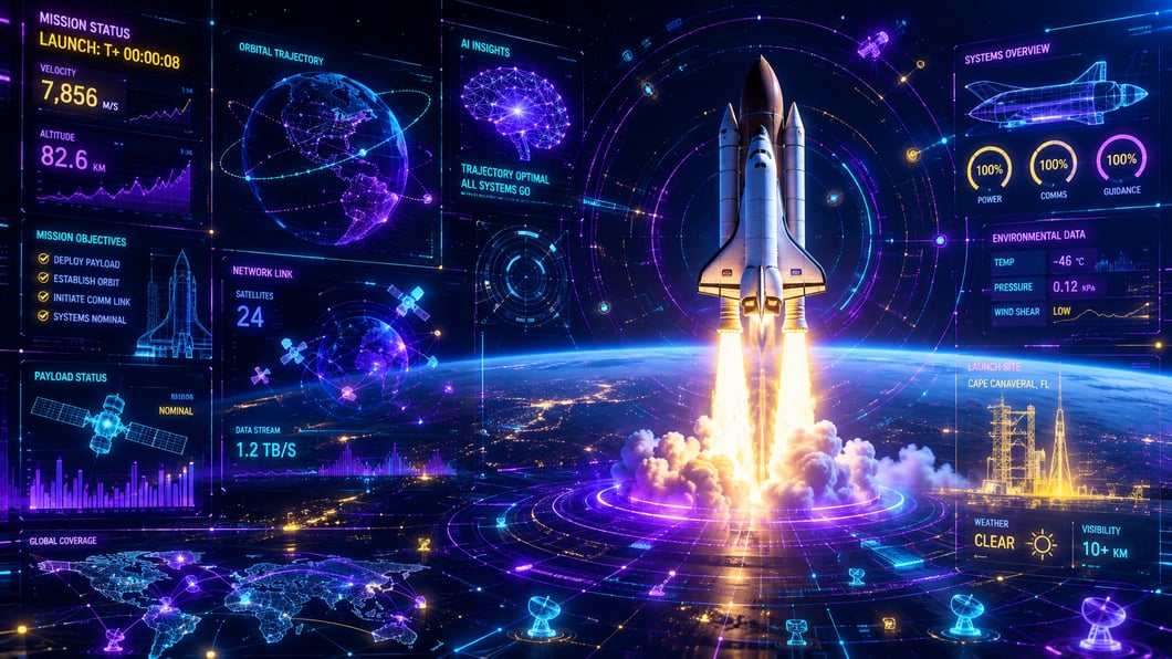Space Technology Commercial Space Company Branding Image of Space Launch and Data 
