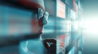  man looking at KPIs health tech marketing digital ads 