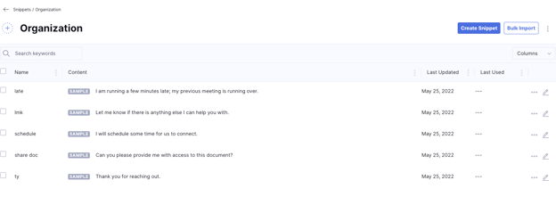 Grammarly snippets