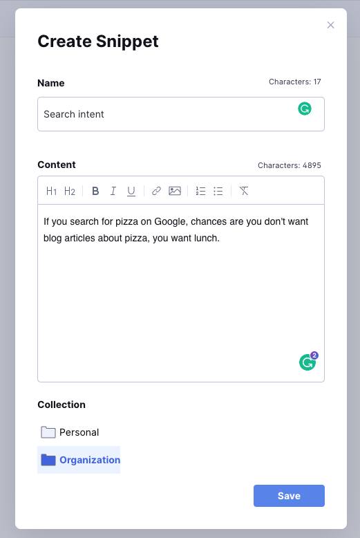 Grammarly interface
