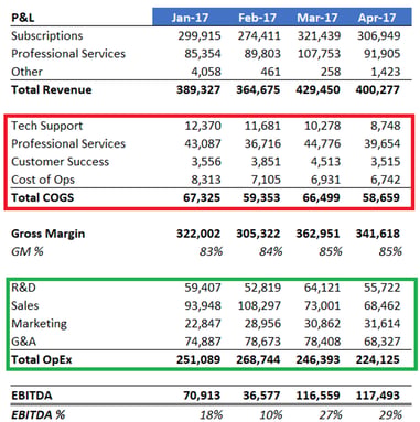 P&L for SaaS companies