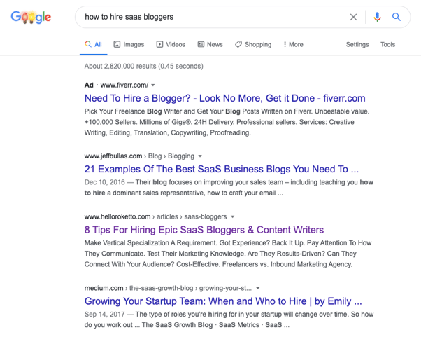 SEO Example for SaaS