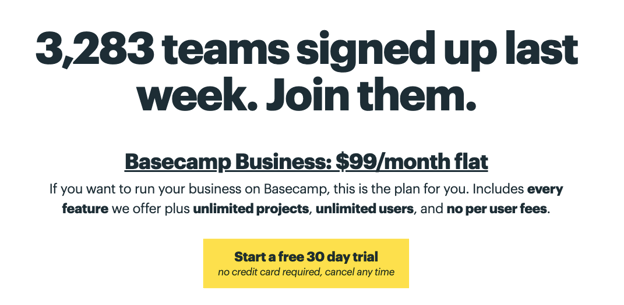 Flat rate SaaS subscription pricing